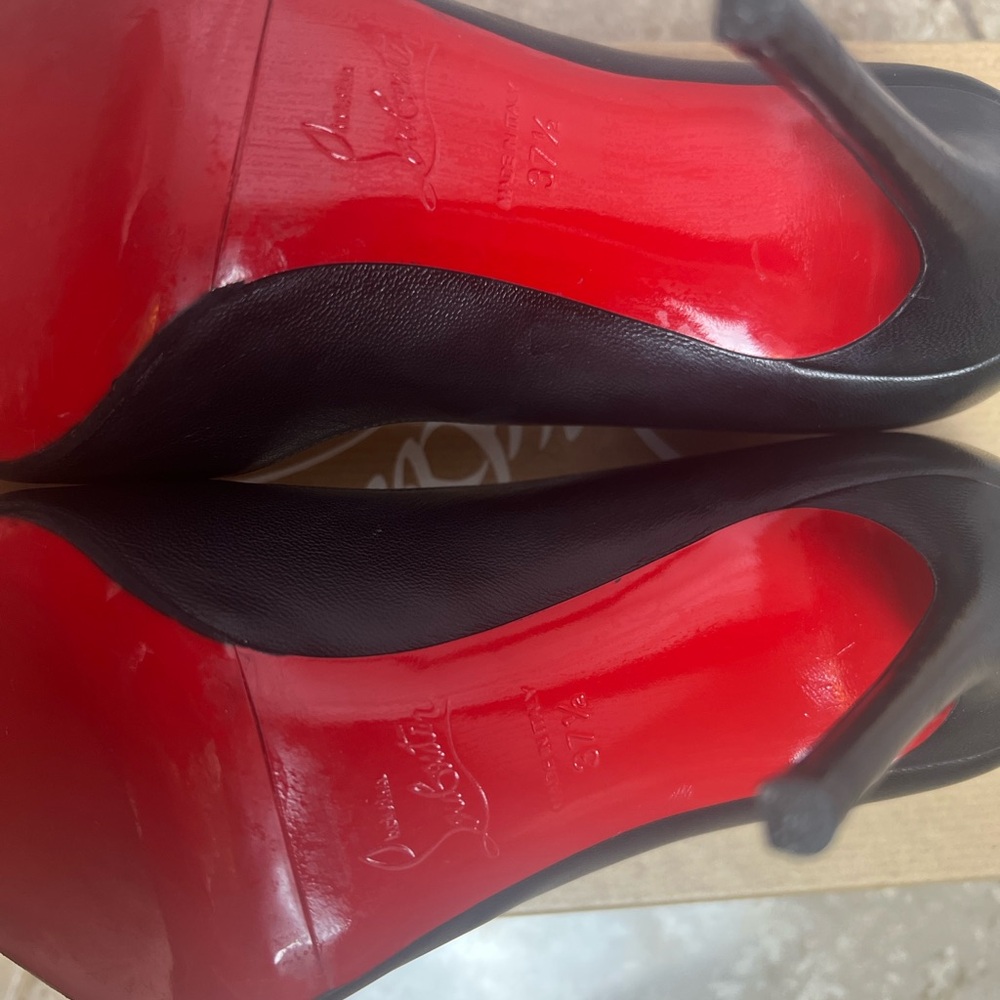 Christian Louboutin Hot Chick 100 Black Nappa with Casali Mirror Soles 37.5 - Picture 13 of 16